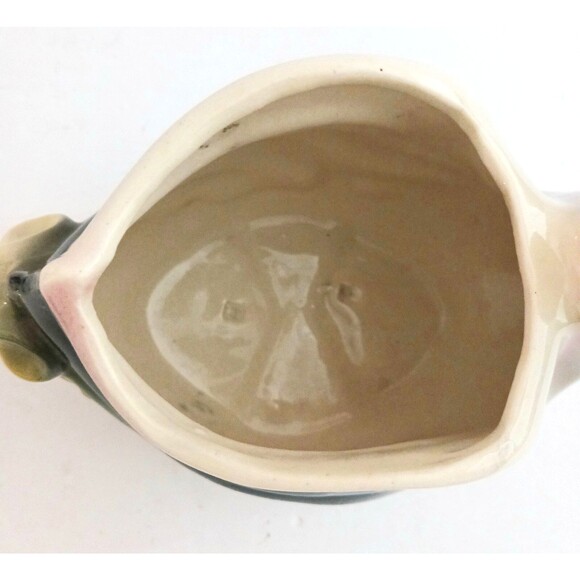 VTG  Mid Century Swan Planter Ceramic Made in USA Green/Pink/Blk  Paint Wash - Picture 8 of 12